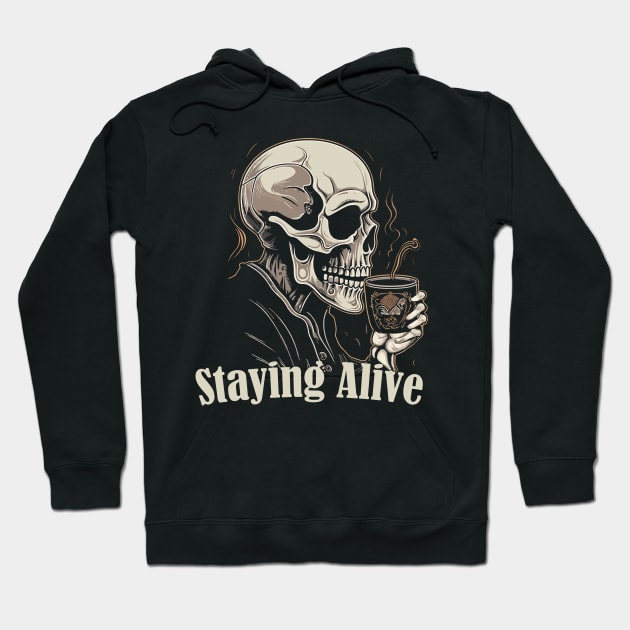 Staying Alive Funny Skeleton Hoodie by younes.zahrane